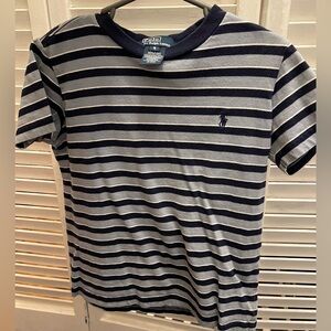 Polo Ralph Lauren Boys Kids Size 5 Blue Striped Short Sleeve Cotton Jersey Tee